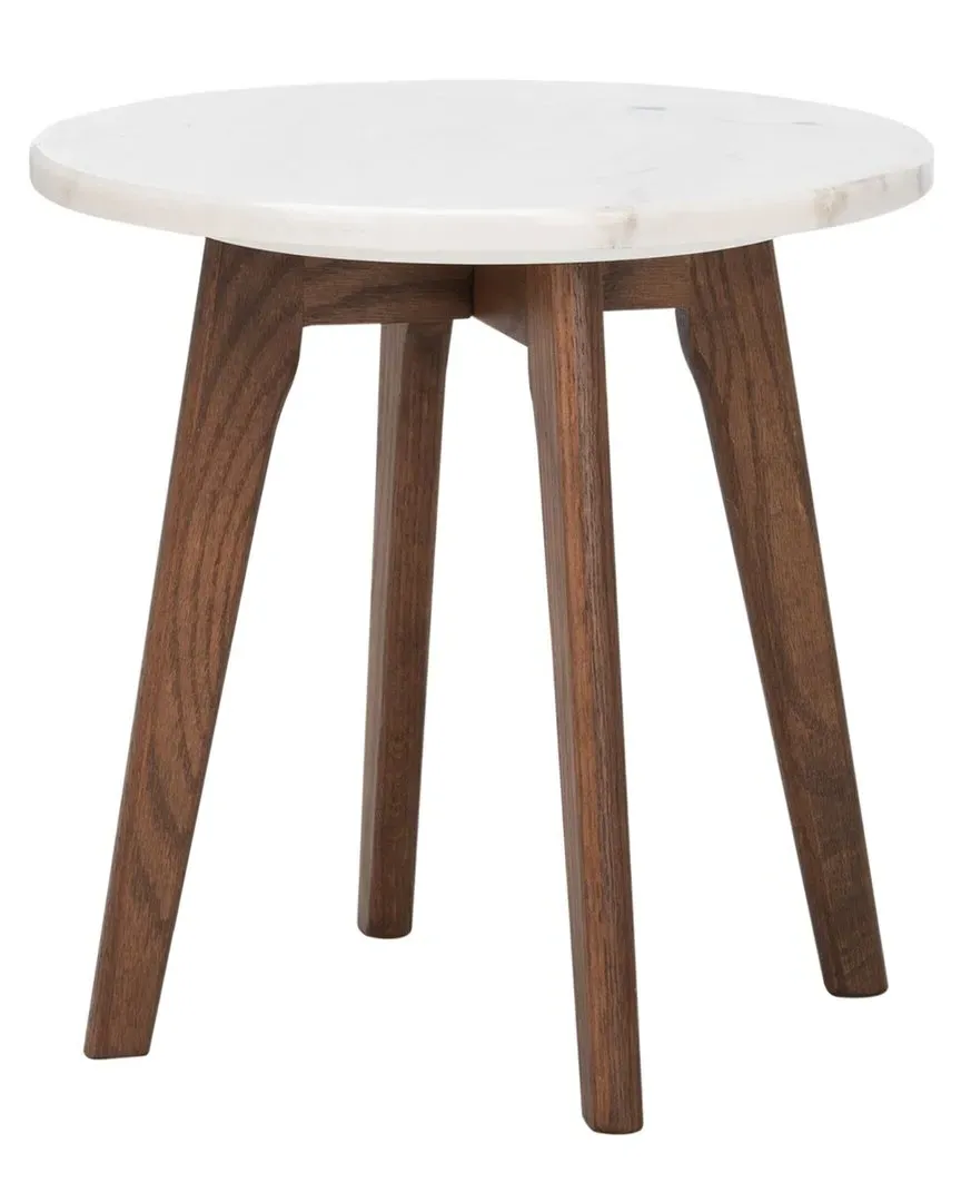 Marini Round End Table - White, Marble image