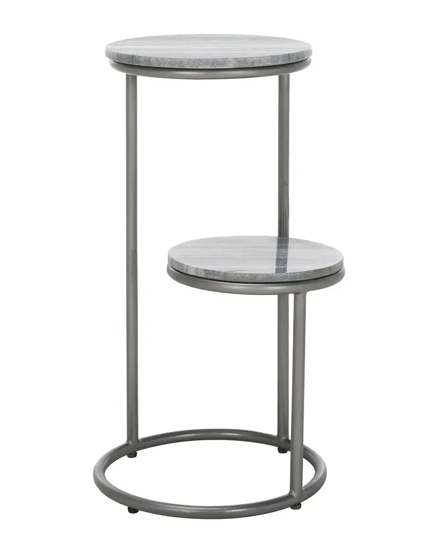 Marwell 2-Tier Drink Table - Grey Marble, Iron image