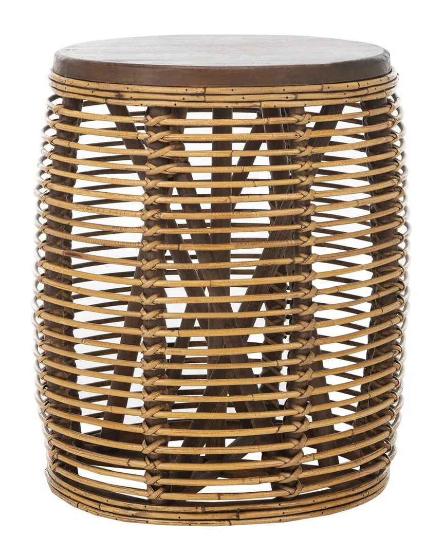 Maui Round Drum Stool Table - Honey Brown, Rattan image