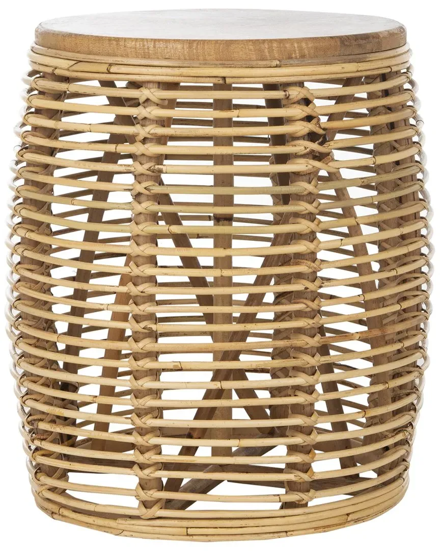 Maui Round Drum Stool Table - Natural, Rattan