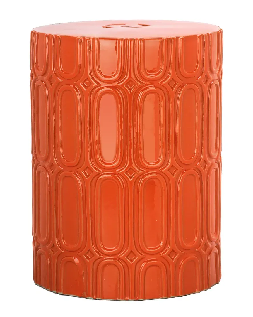 Melody Garden Stool - Orange, Glazed Ceramic