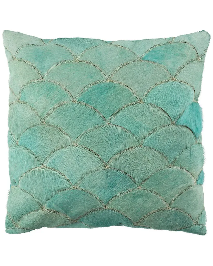 Metallic Scale Cowhide Pillow - Teal