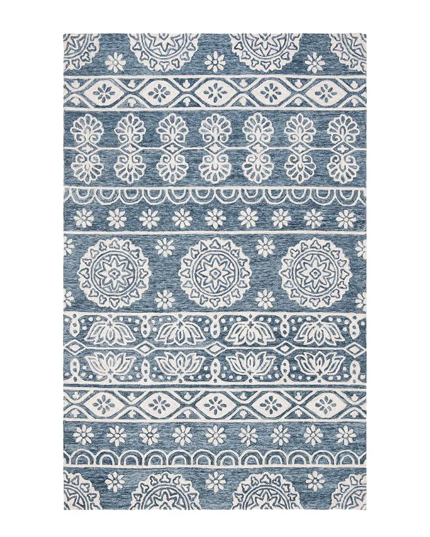 Micro-Loop Hand-Tufted Rug - Blue, Wool