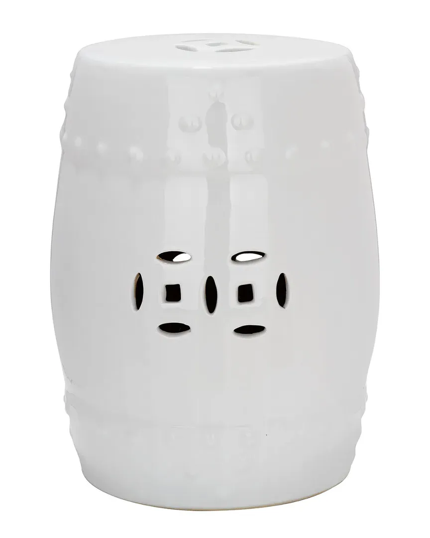 Ming Garden Stool - White, Ceramic