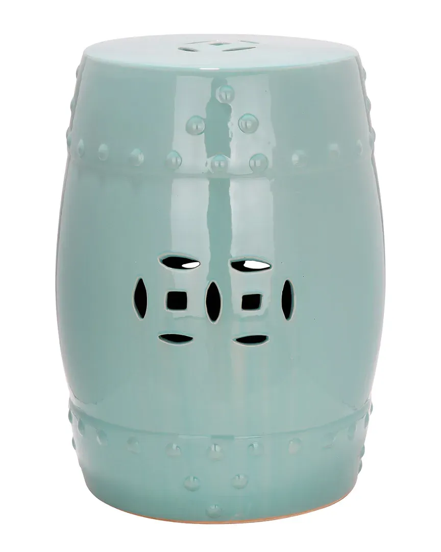 Ming Garden Stool with Cutout Design - Light Aqua, Ceramic image