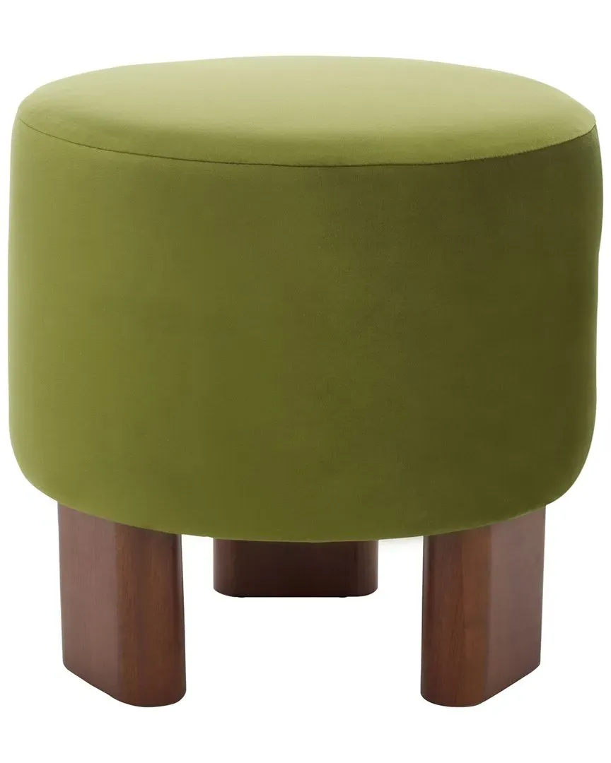 Mista Ottoman with Wood Legs - Olive, Fabric image