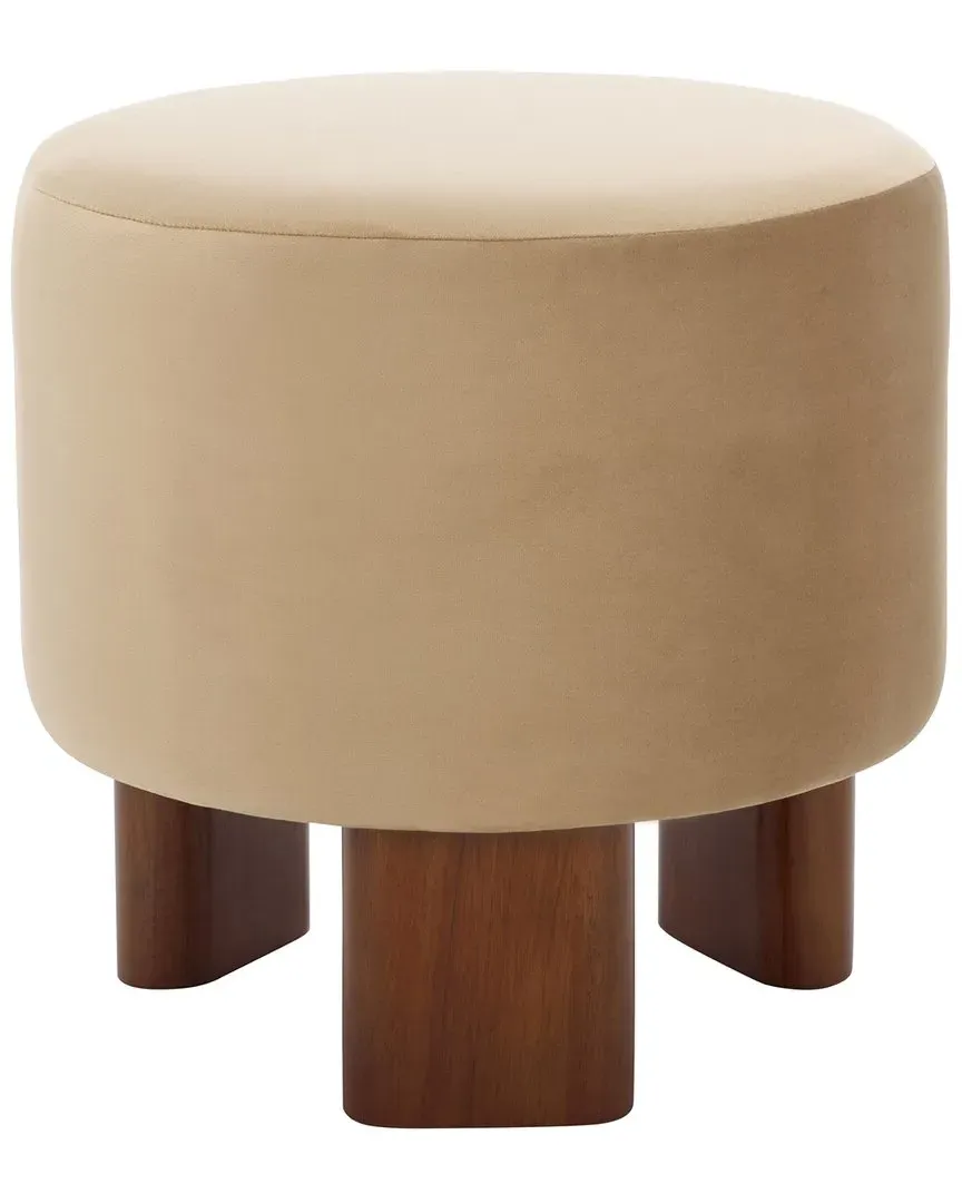 Mista Ottoman with Wood Legs - Tan, Fabric