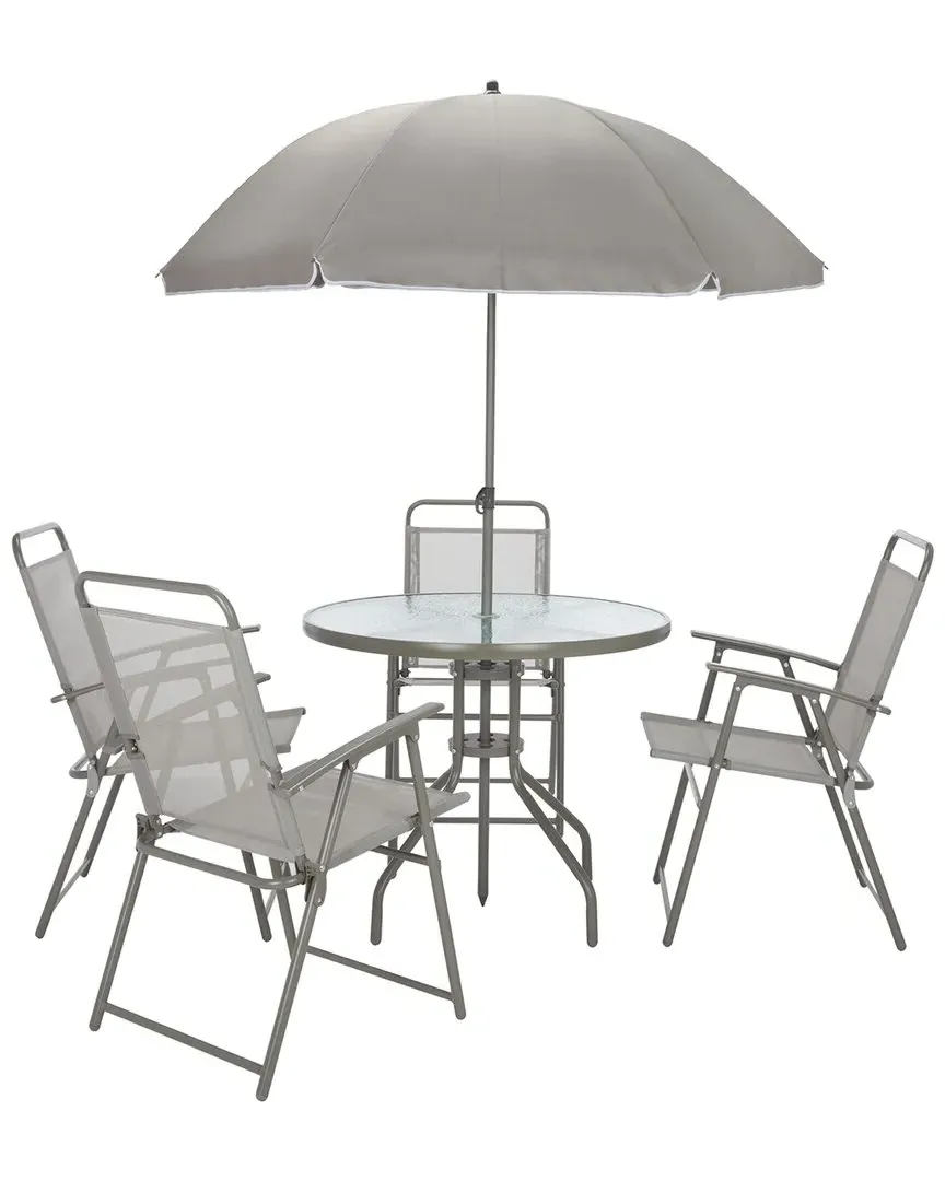 Monico Bistro Dining Set with Umbrella - Grey, Steel image