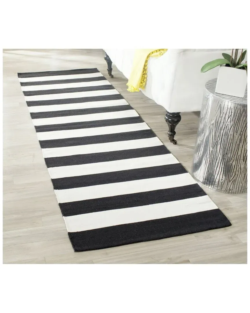 Montauk Hand-Woven Rug - Black and Ivory, Cotton image