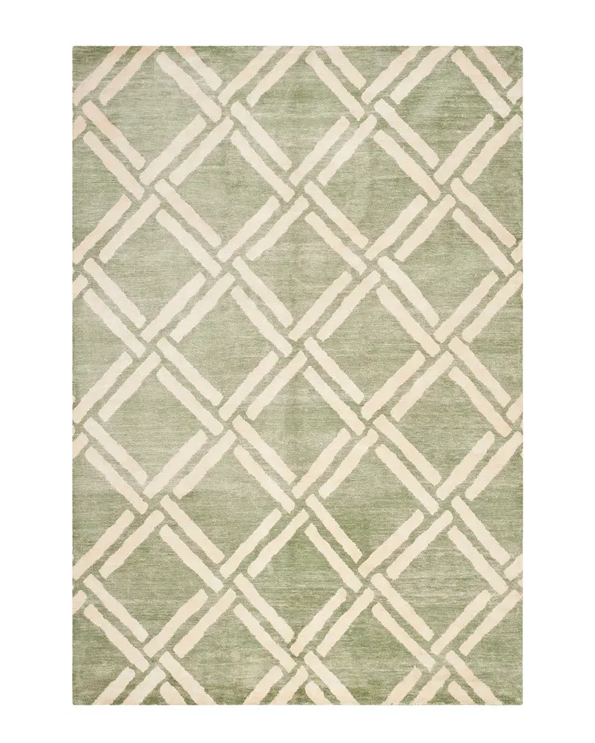 Moroccan Hand-Knotted Rug - Green, Viscose