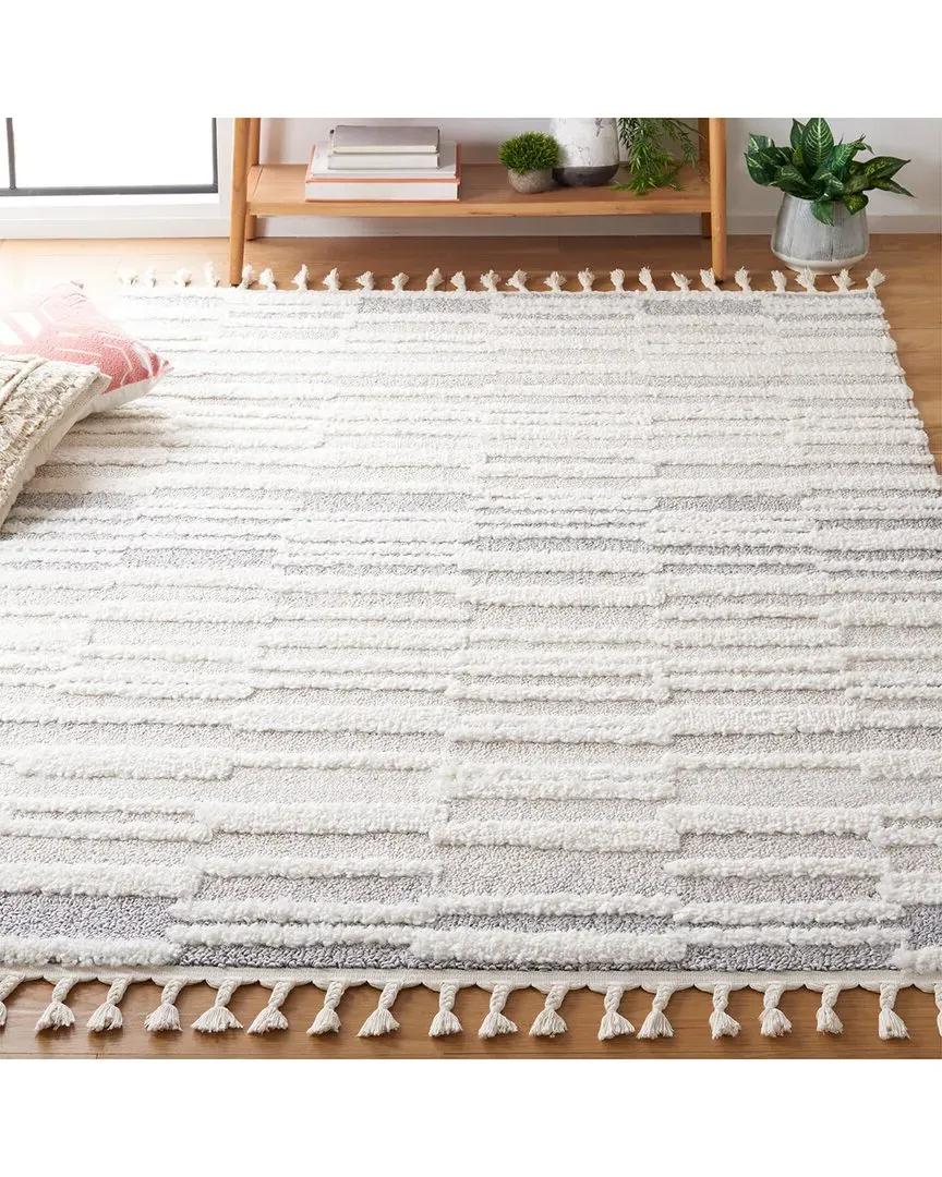 Moroccan Tassel Shag Area Rug - Beige, Polypropylene