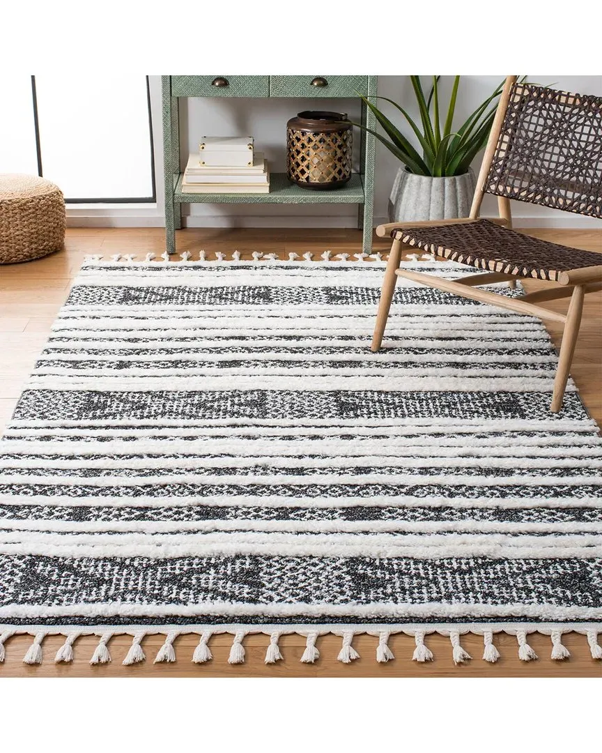 Moroccan Tassel Shag Area Rug - Black, Polypropylene