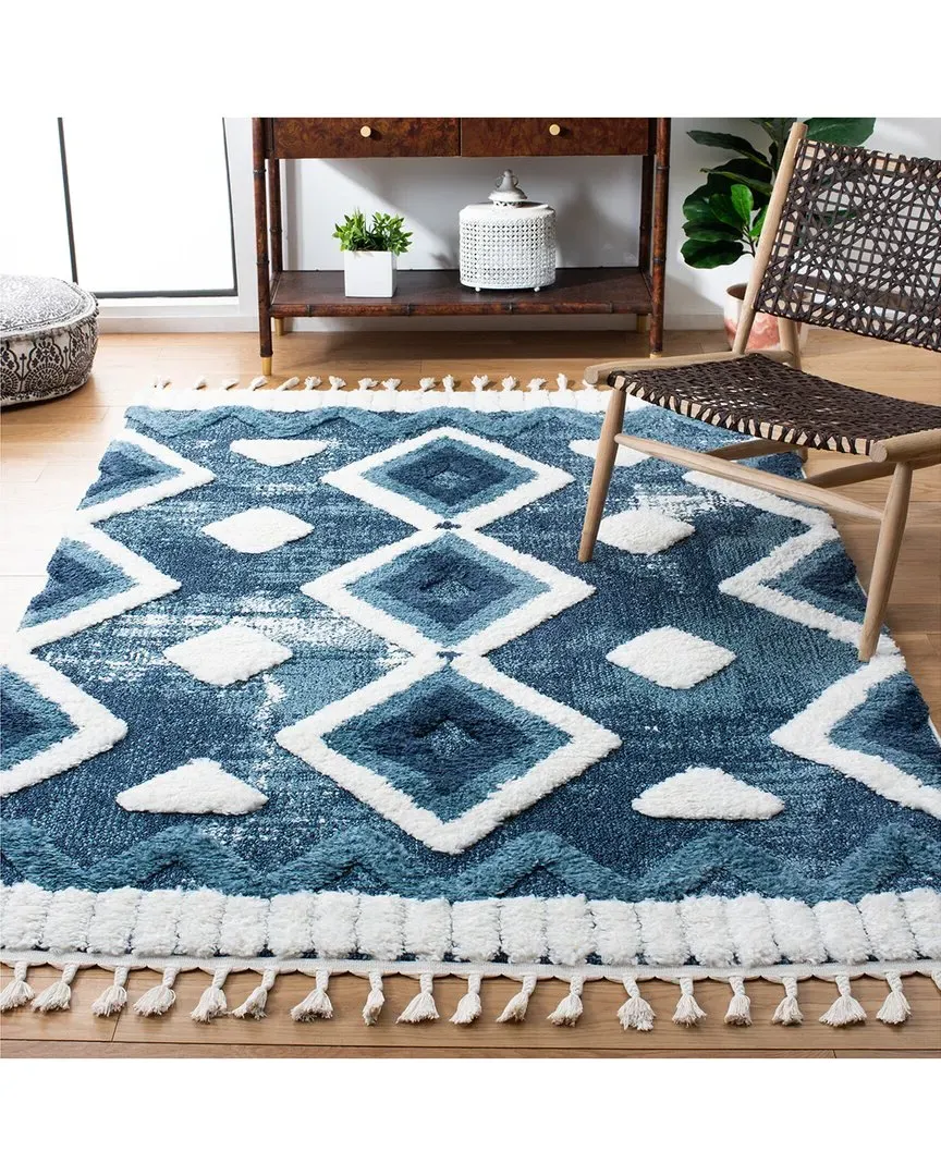 Moroccan Tassel Shag Area Rug - Blue, Polypropylene