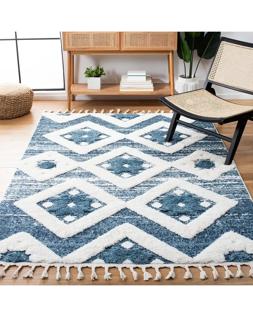 Moroccan Tassel Shag Area Rug - Blue, Polypropylene