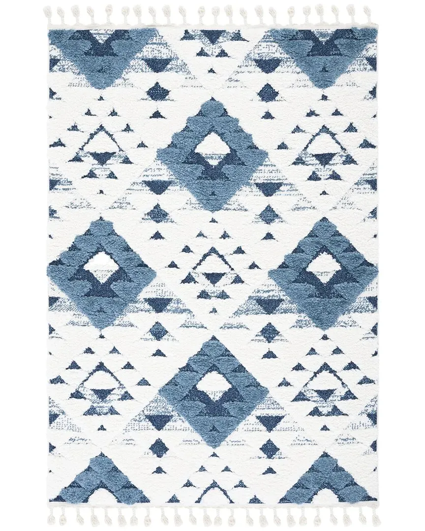 Moroccan Tassel Shag Area Rug - Blue, Polypropylene