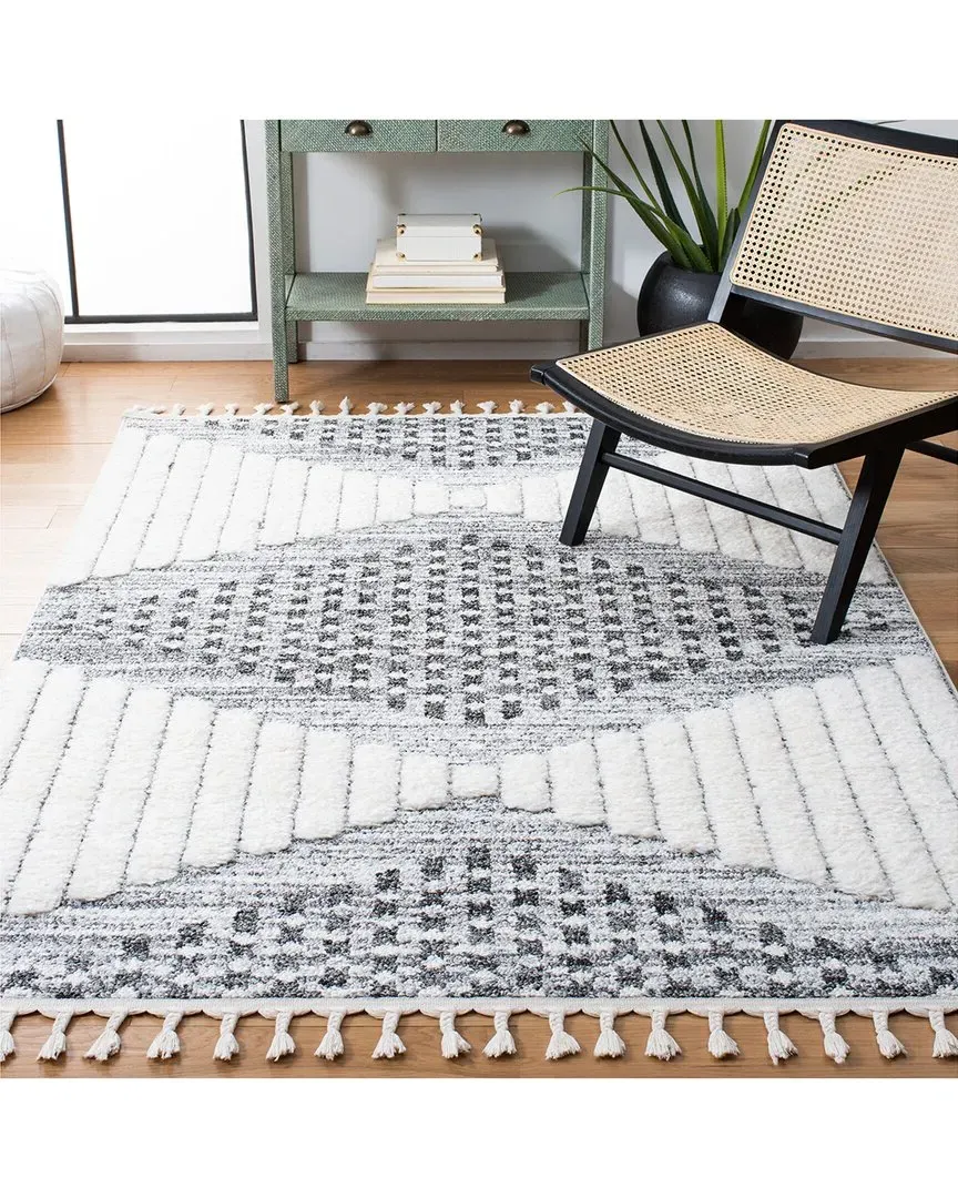 Moroccan Tassel Shag Area Rug - Grey, Polypropylene