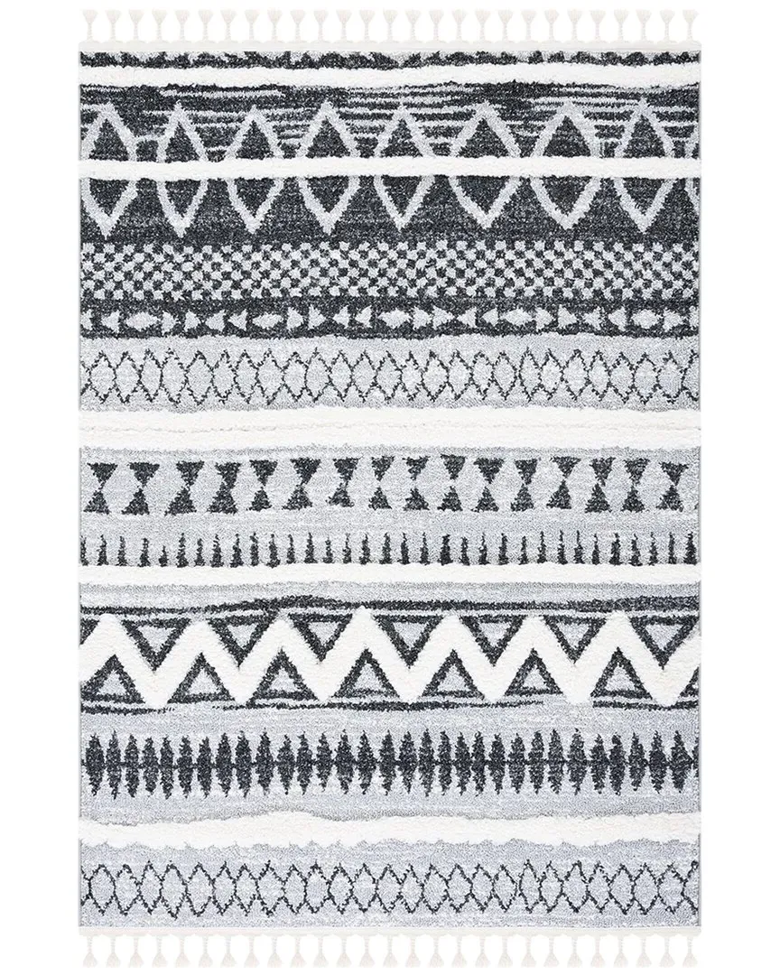 Moroccan Tassel Shag Area Rug - Grey, Polypropylene