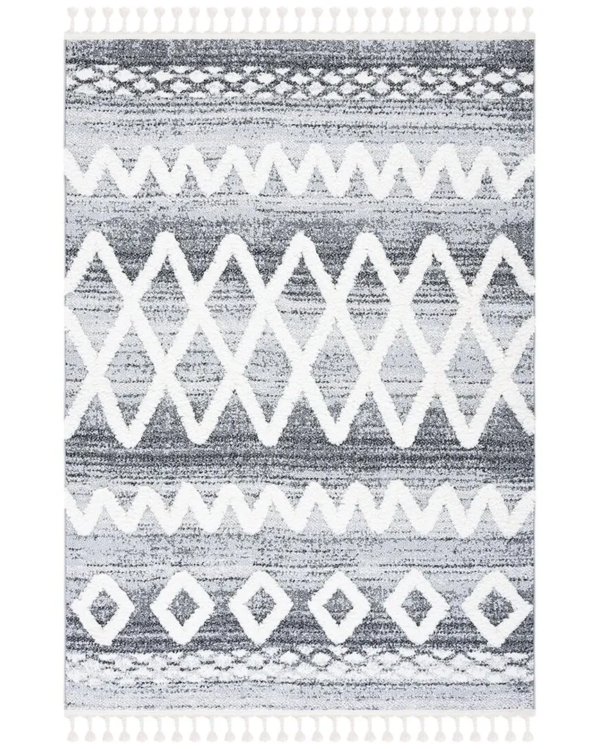 Moroccan Tassel Shag Area Rug - Grey, Polypropylene