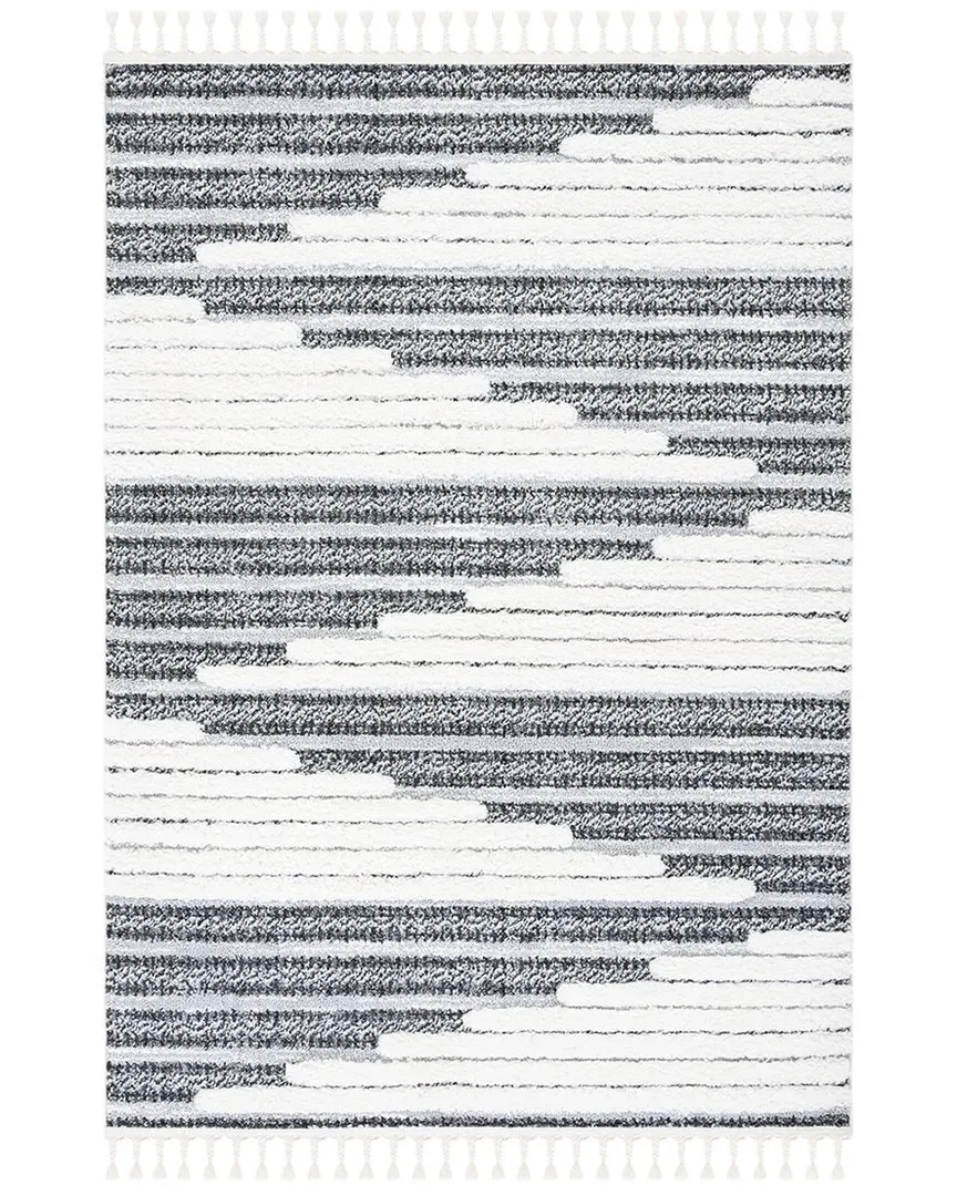 Moroccan Tassel Shag Area Rug - Grey, Polypropylene