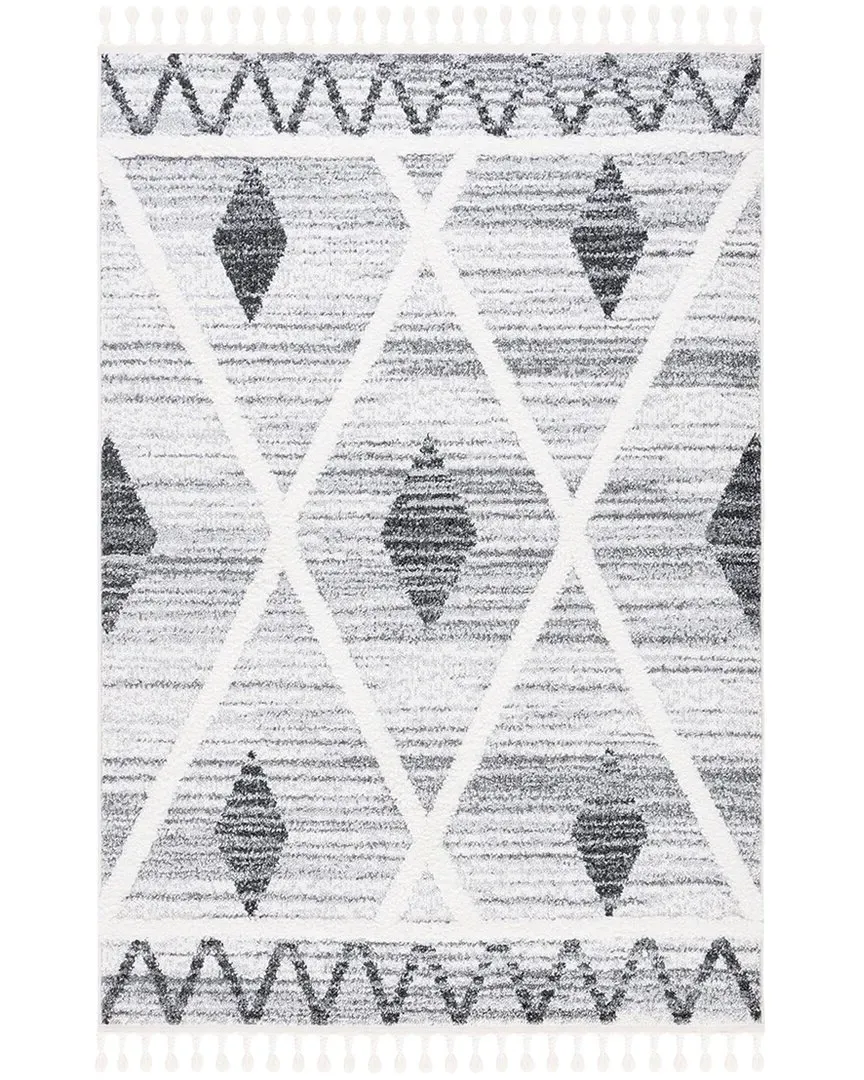 Moroccan Tassel Shag Area Rug - Grey, Polypropylene