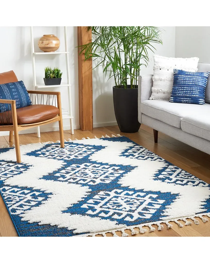 Moroccan Tassel Shag Area Rug - Navy, Polypropylene