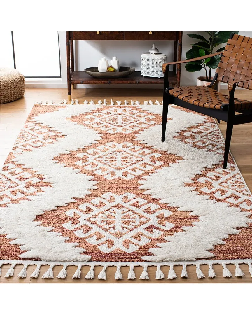 Moroccan Tassel Shag Area Rug - Orange, Polypropylene