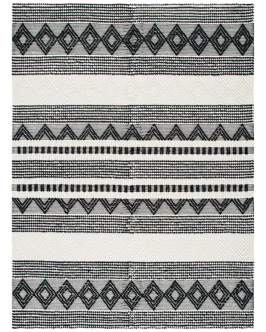 Natura Hand Woven Rug - Black, Wool Cotton