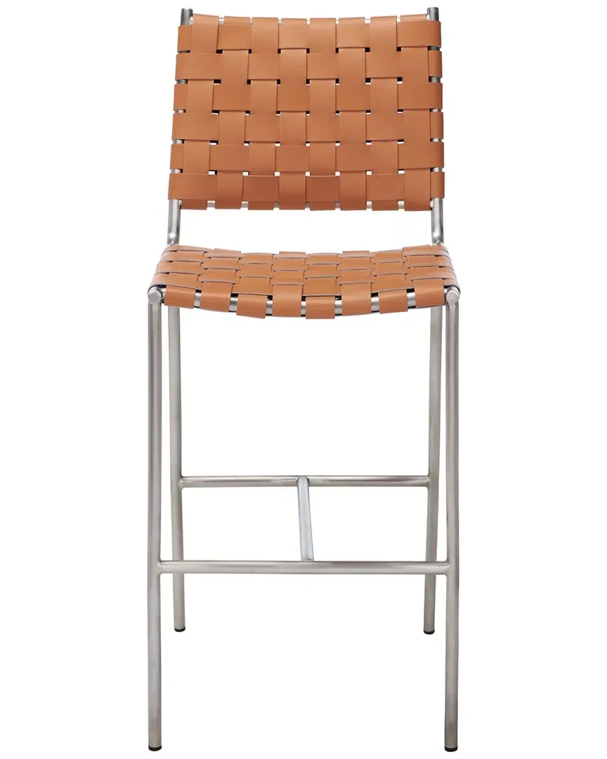 Olenna Woven Counter Stool - Cognac, Leather image