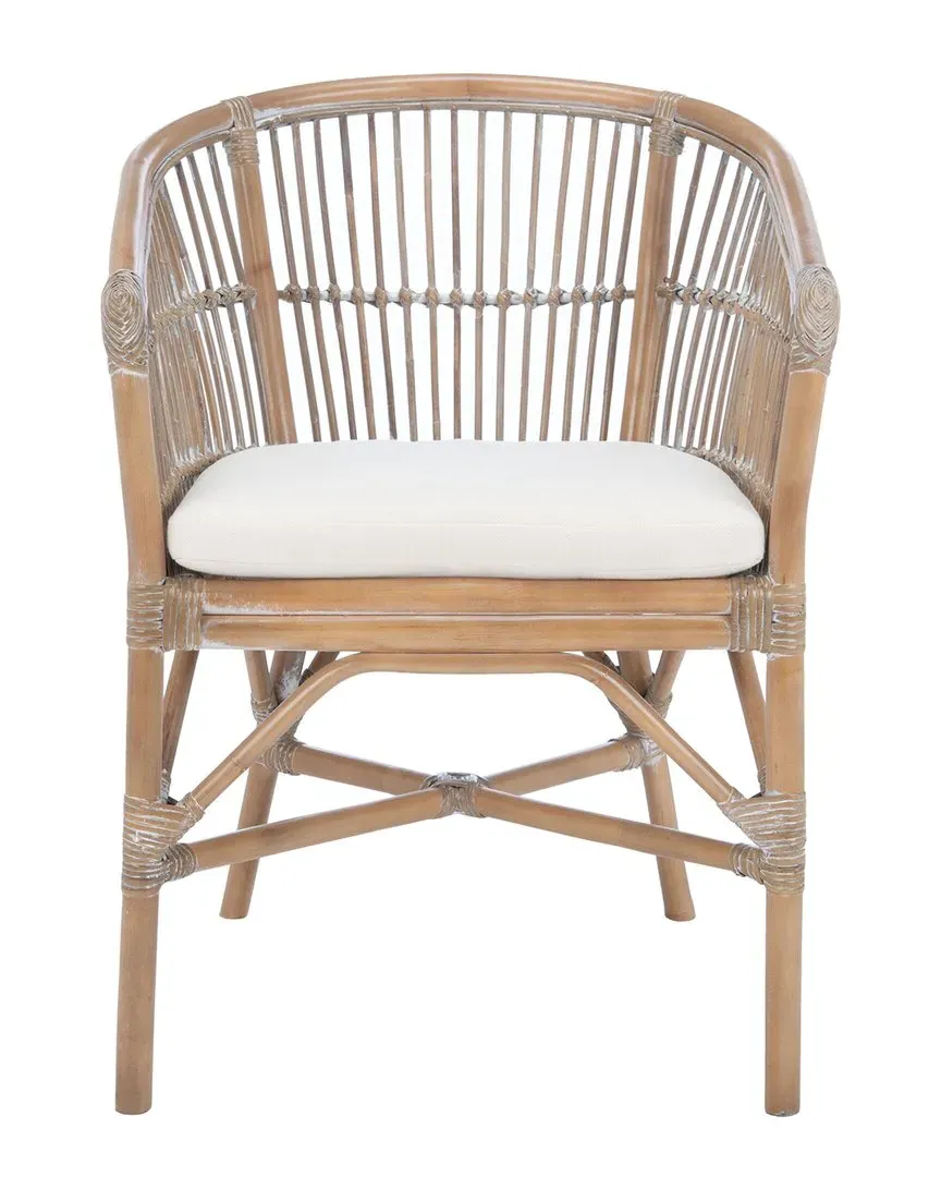 Olivia Rattan Accent Chair with Cushion - Grey White Wash