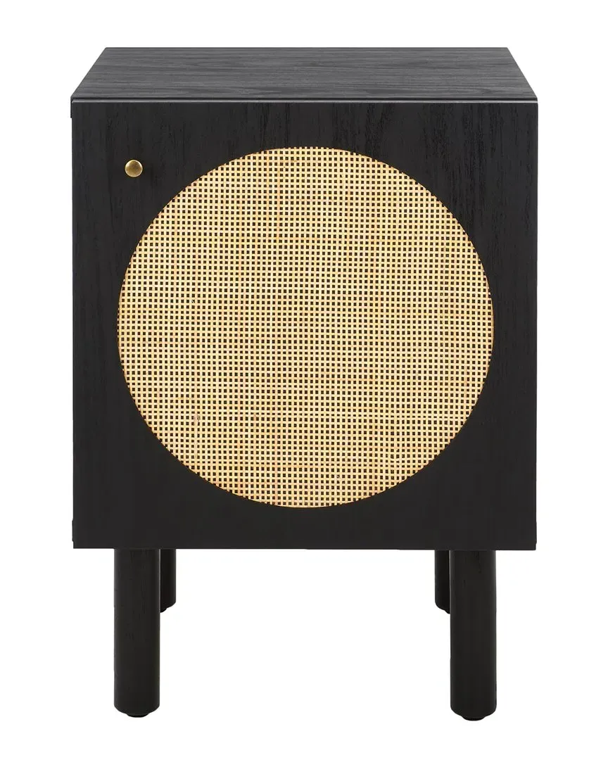 Ophelia 1-Door Night Stand - Black, Rattan