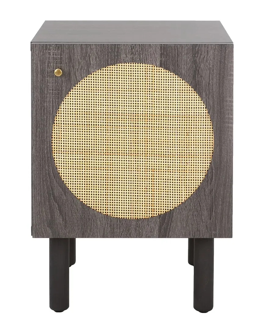 Ophelia 1-Door Night Stand - Distressed Black, Rattan