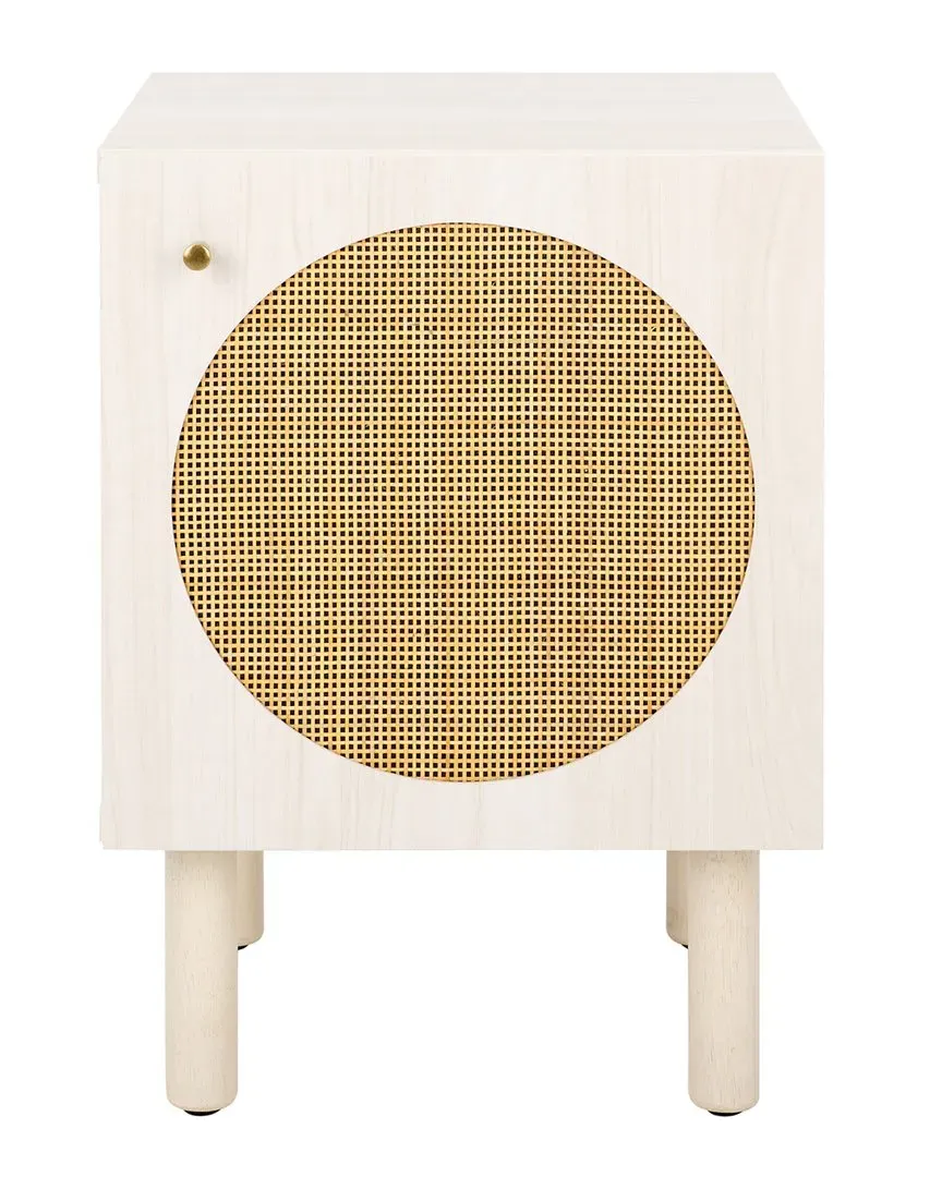 Ophelia 1-Door Night Stand - White, Rattan