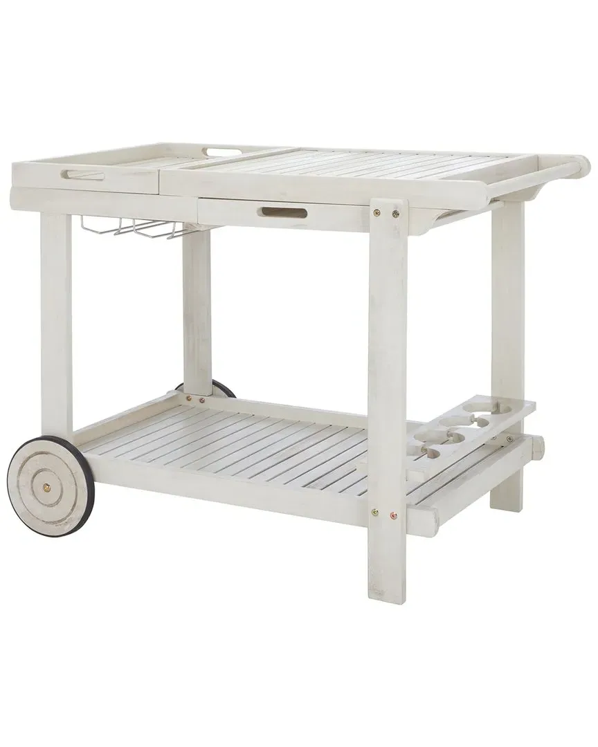 Orland Outdoor Tea Trolley - White, Acacia Wood image