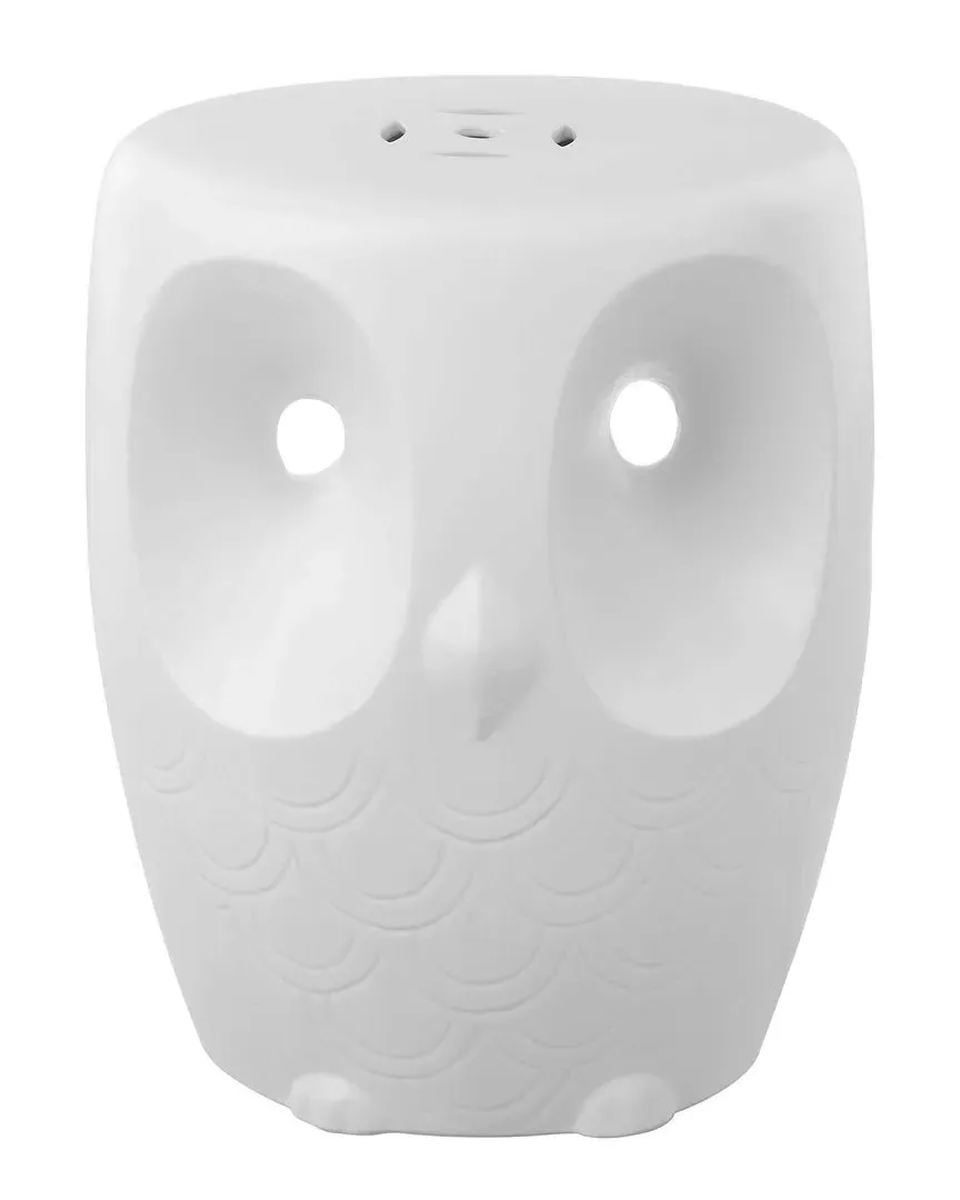 Owl Garden Stool - White image