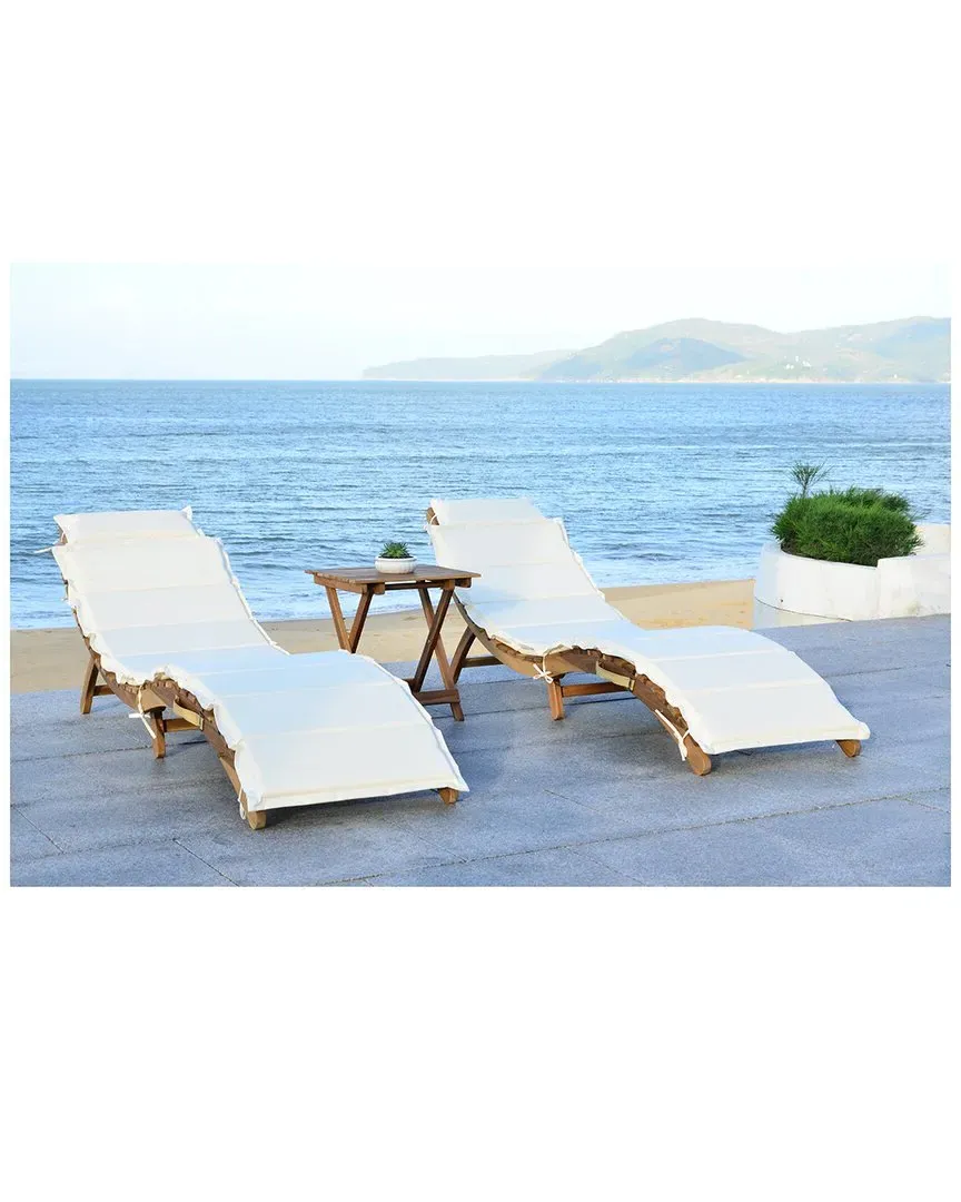 Pacifica 3-Piece Outdoor Lounge Set with Folding Table - Beige image