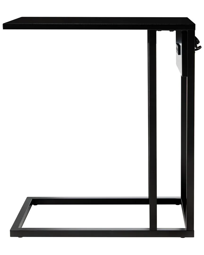 Portland USB Side Table with Charging Ports - Black, Iron image