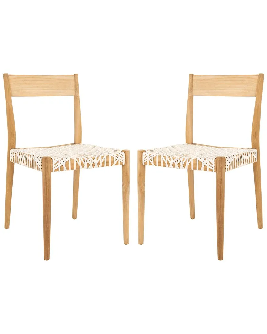 Pranit Set of 2 Dining Chairs - White, Leather