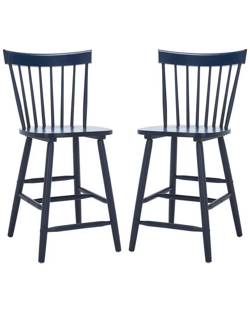 Providence Set of 2 Counter Stools - Navy, Rubberwood