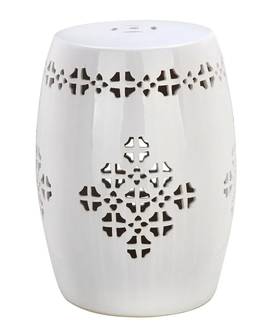 Quatrefoil Garden Stool - Antique White, Ceramic image