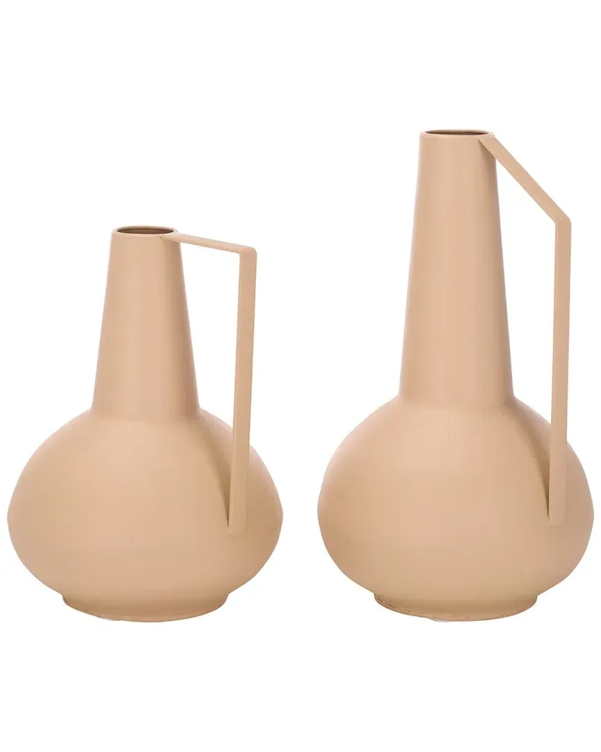 Rafe Set of 2 Iron Vases - Beige, Iron