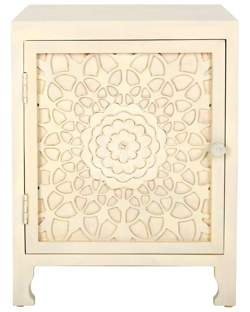 Rayetta 2-Shelf 1-Door Nightstand - White, Mango Wood image