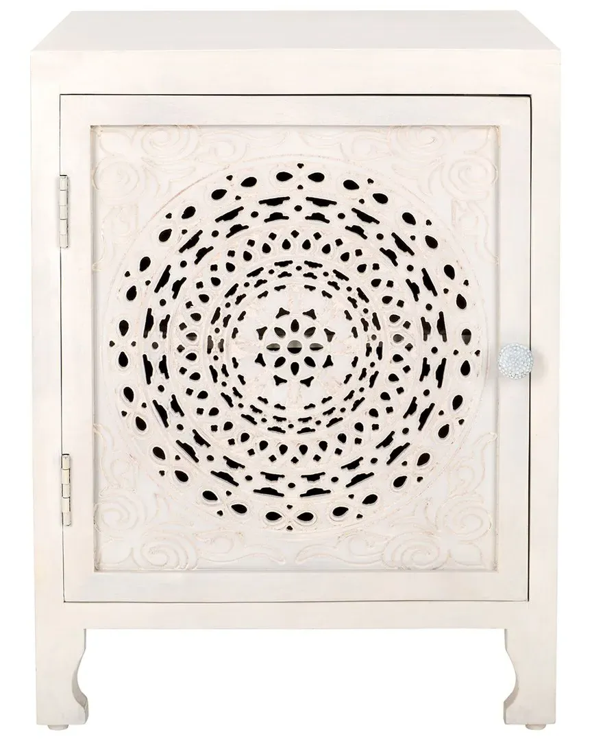 Regius 2-Shelf 1-Door Nightstand - White, Mango Wood