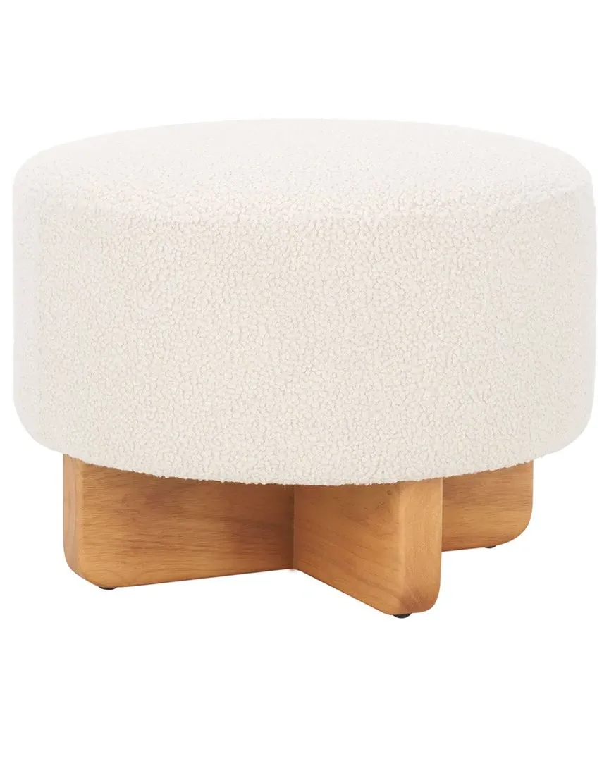 Riah Boucle Round Ottoman - Off White image