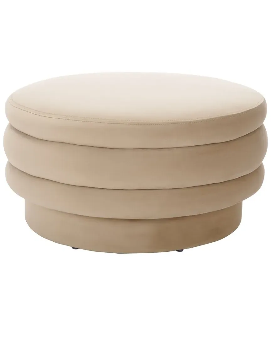 Rohan Layered Cocktail Ottoman - Light Brown, Fabric