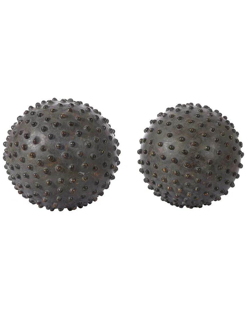 Roni Set of 2 Decorative Balls - Brown, Polyresin image
