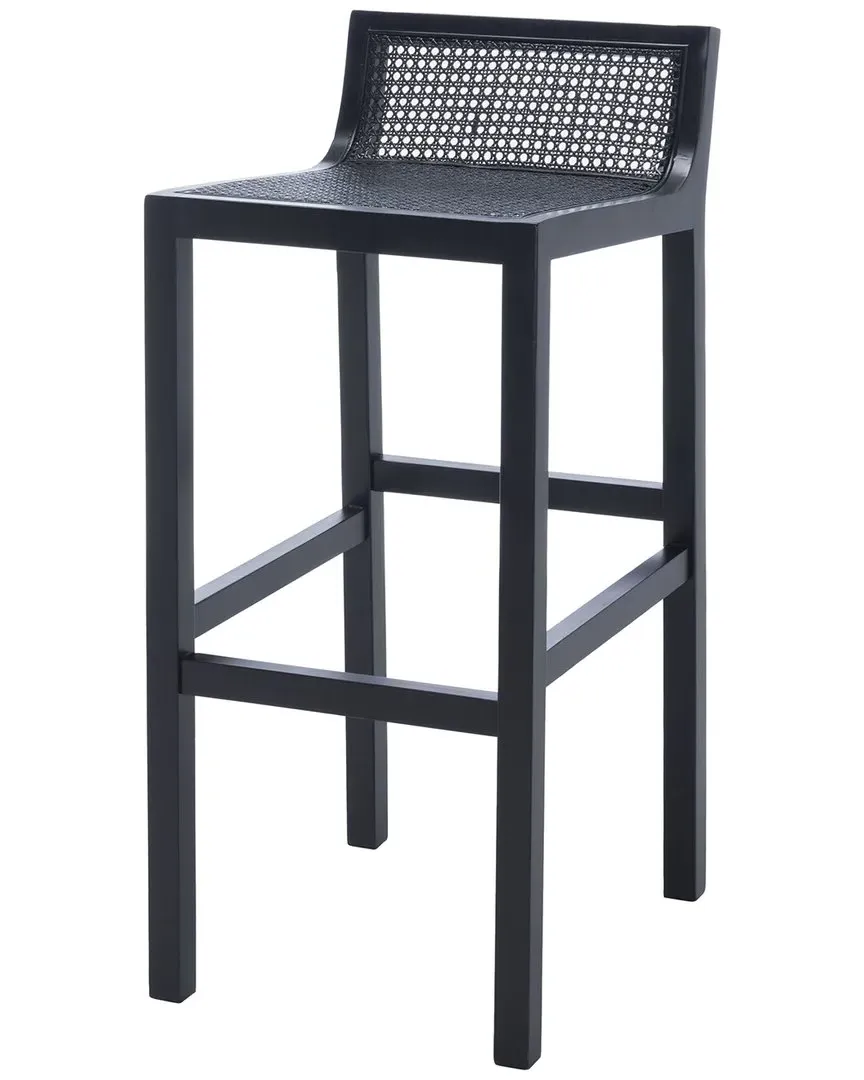 Saito Low Back Cane Bar Stool - Black, Beechwood