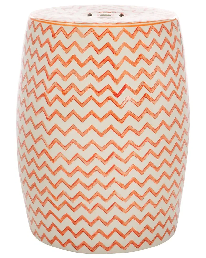 Salana Garden Stool - Orange, Glazed Ceramic