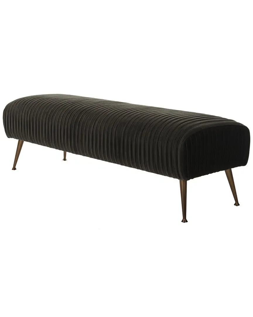Salome Velvet Bench with Antique Brass Legs - Grey image
