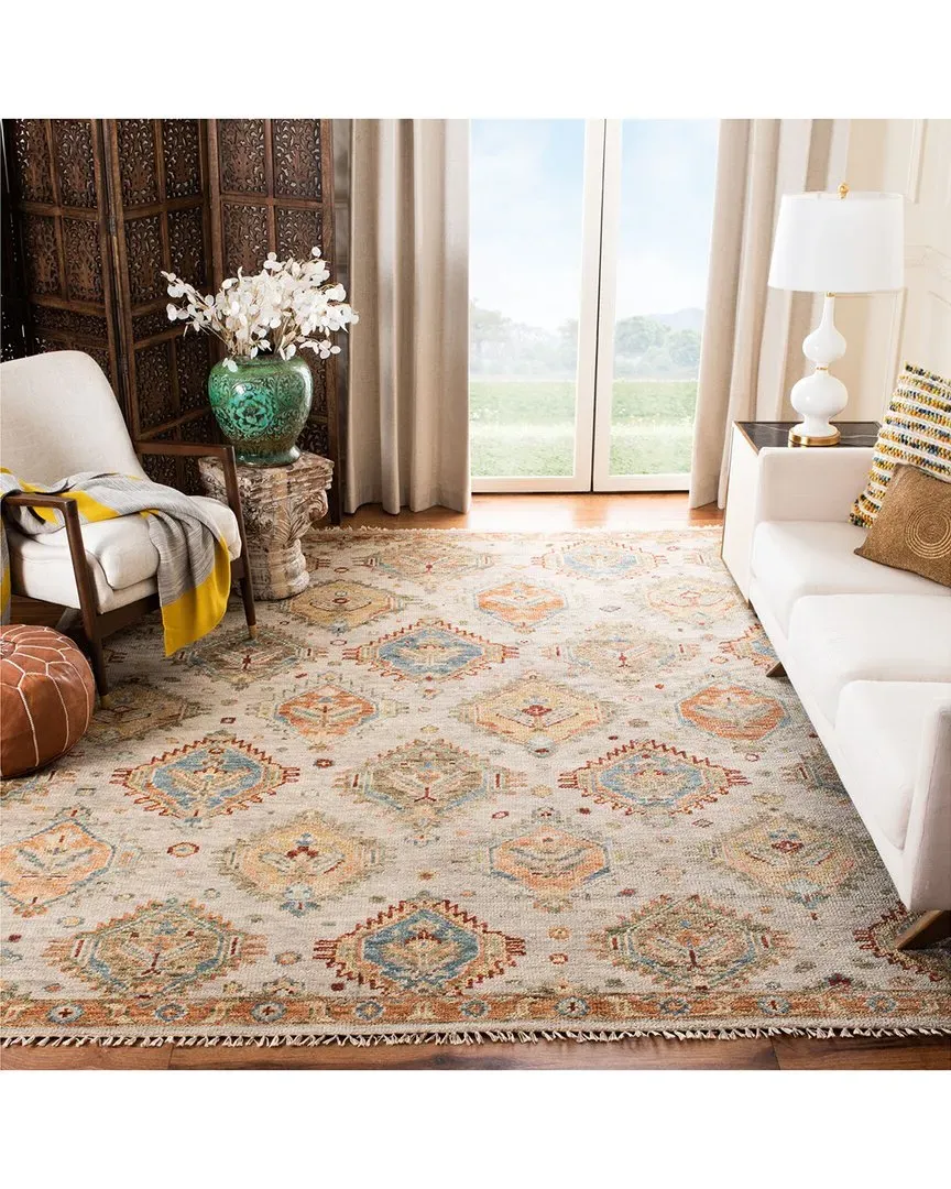 Samarkand Hand Knotted Rug - Beige, Wool