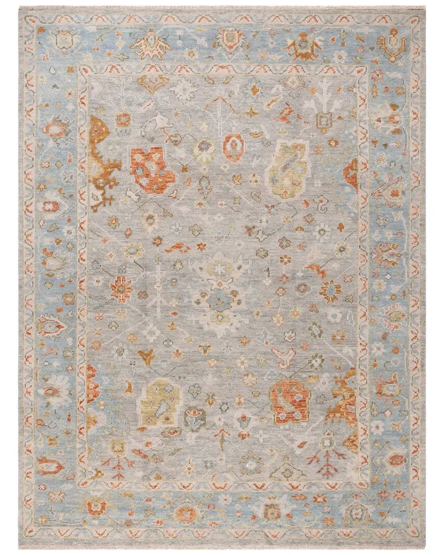Samarkand Hand Knotted Rug - Blue, Wool-Blend